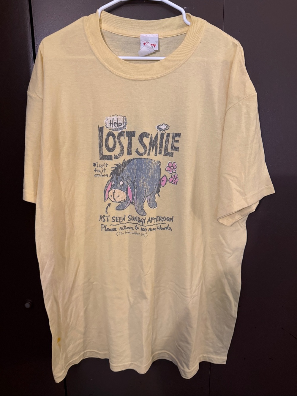 Disney Pale Yellow Crewneck Tee with Logo Tag